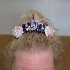 Siren Crown Blue Irredessant Crystal Quartz, Shell, Pearl, and Moon!
